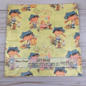 Vintage 1976 American Greeting Happy Birthday Gift Wrap NOS
