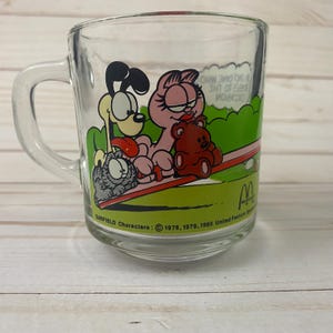 Vintage McDonalds Garfield Glass Coffee Mug 1980 Cup Jim Davis Odie