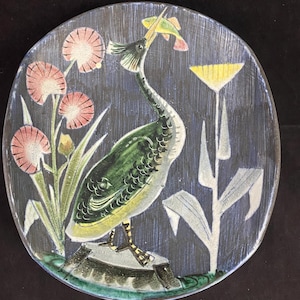 【Made in sweden】Tilgmans Keramik　壁掛けプレート Vintage TILGMANS Sweden Ceramic Girl Plate Bowl Wall Hanging