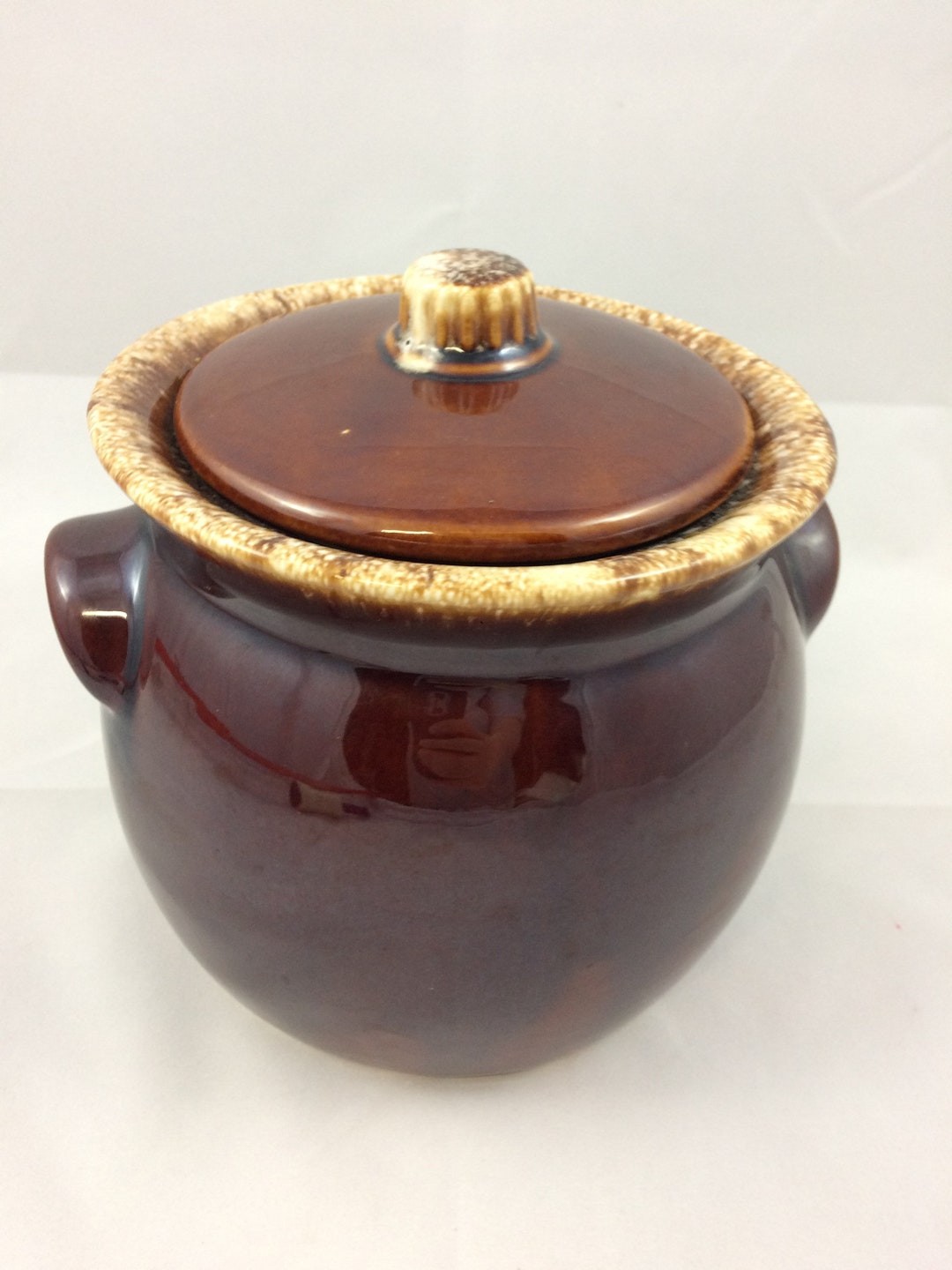 Buy Vintage Hull USA Oven Proof Pottery Brown Drip Glaze Bean Pot With