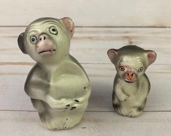 Vintage Monkey Salt & Pepper Shakers Japan