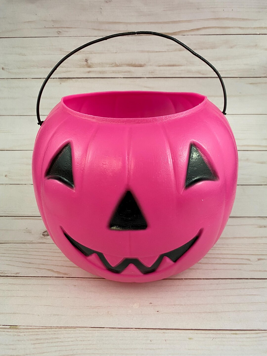 Halloween Blow Mold General Foam Pumpkin Candy Pail Pink Jack O Lantern ...