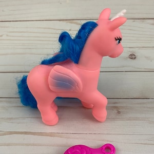 Vintage Totsy Pegasus Unicorn Little Pony w/ Brush Pink Blue
