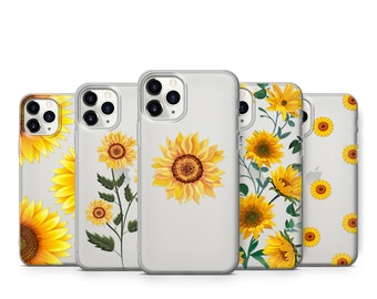 Etui na telefon z motywem słonecznika, przezroczyste, miękkie etui z TPU, K48