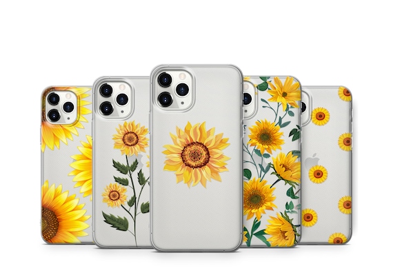 Sunflower Floral Clear Phone Case, Soft TPU Cover, K48