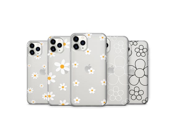 Daisy Flower Clear Phone Case, Soft Blossom Floral Cover,  K1