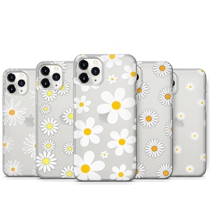 Coque de protection souple et transparente fleurs marguerite pour iPhone 12 11 XS XR SE Mini Samsung S20 S8 S21 S10 S9 S22 S25 S24 S23, K2