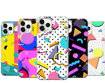 Memphis Style Handyhülle Retro Geometrisches Abstraktes Design Cover für iPhone 17 16e 15 14 13 Mini SE X Samsung S24 S23 S22 S21 S10 A17 A26, K12