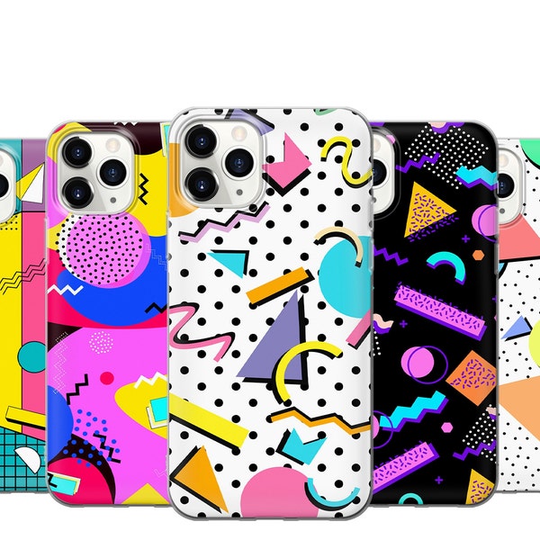 Memphis Style Phone Case Retro Geometric Abstract Design Cover for iPhone 17 16e 15 14 13 Mini SE X Samsung S24 S23 S22 S21 S10 A17 A26, K12