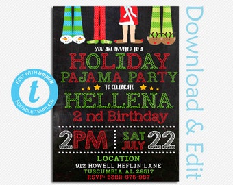 pajama party invite etsy
