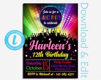 dance party invite etsy dance party invites