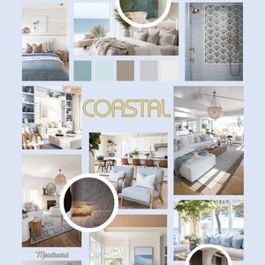 Serene Seaside Oasis: Moodboard costero para una impresionante inspiración para la decoración del hogar y el diseño de interiores inspirada en la playa