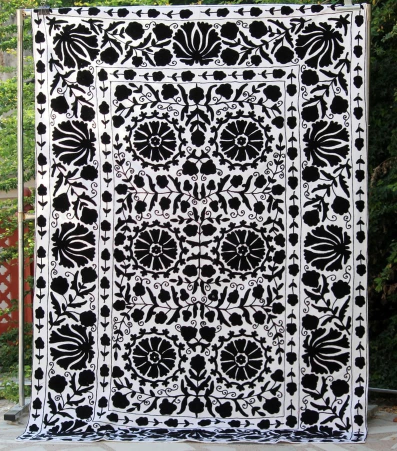 Decorative Suzani Bed Cover Throw Reversible Cotton Bedspread Etsy