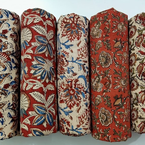 Indian Block Print Fabric by the Yard Hand Stamped Indian Etsy