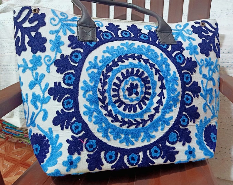 Suzani Cotton Embroidery Shoulder Bag Handmade Women Hand Bag large Tote Bag Art Suzani Cotton Embroidery Shoulder Bag Handmade Women Hand Bag large Tote Bag Art