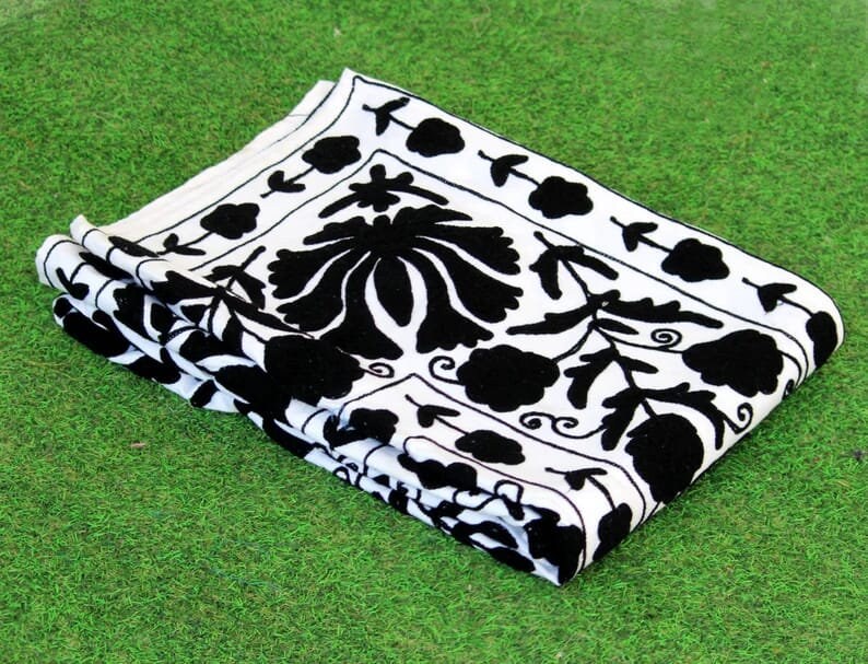 Decorative Suzani Bed Cover Throw Reversible Cotton Bedspread Etsy