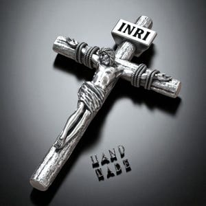 3D Jesus Crucifix Pendant: Sterling Silver Christian Necklace