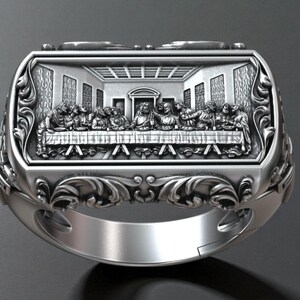 The Last Supper Signet Ring: Handcrafted Christian Jewelry