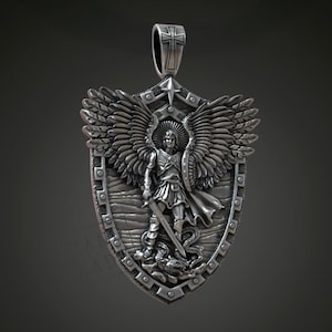 Saint Michael Archangel Pendant: Christian Protector Medal Necklace