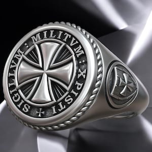 Templar Cross Signet Ring: Handmade Sterling Silver Maltese Shield