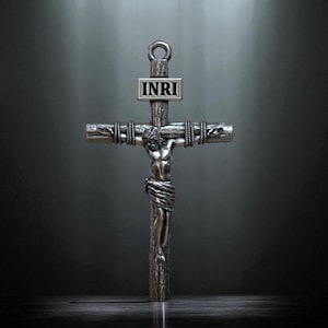 INRI Crucifix Cross Pendant Necklace, Detailed Jesus Religious Pendant, Faith Symbol Necklace for Men or Women, Spiritual Christian Jewelry