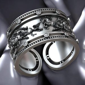 Diamond Horse Ring: Adjustable Equestrian Jewelry, Unisex Design