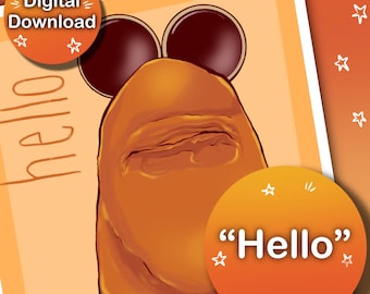Digital Download | Hello | Marcus The Worm Art PNG/PDF/JPEG Download