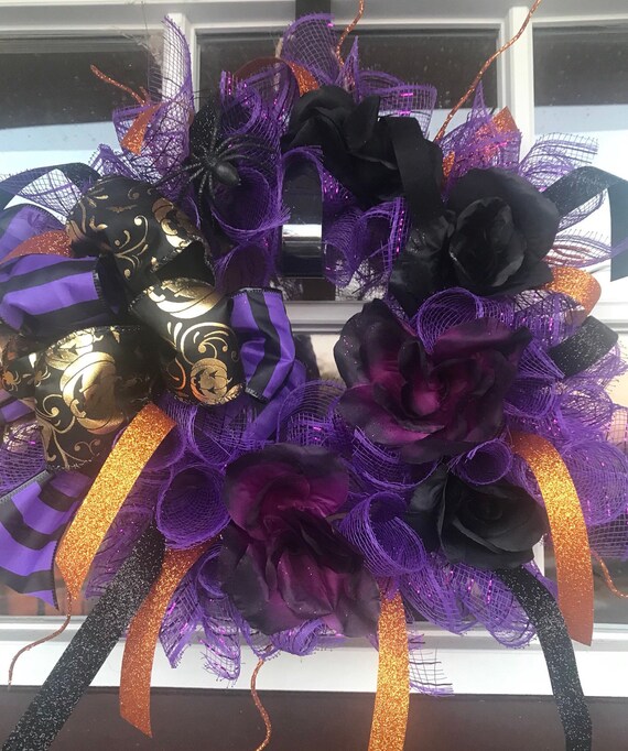 Clearance Halloween Deco Mesh Wreath Customizable Holiday Etsy