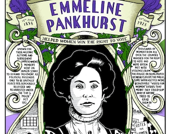 Emmeline Pankhurst Suffragette Art Print 01 | Feminist Wall Art ...