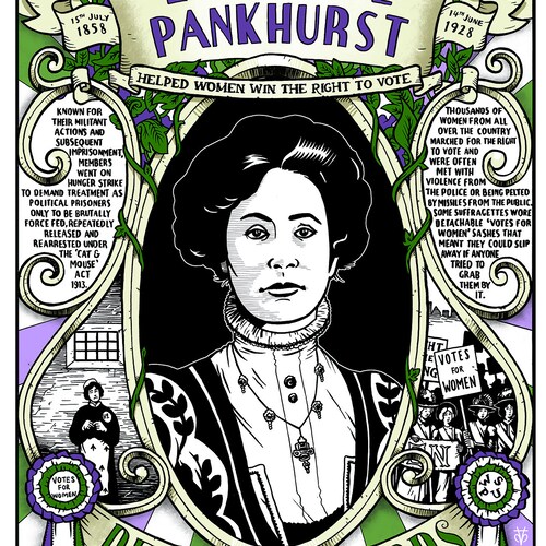 Emmeline Pankhurst Suffragette A3 Print - Etsy