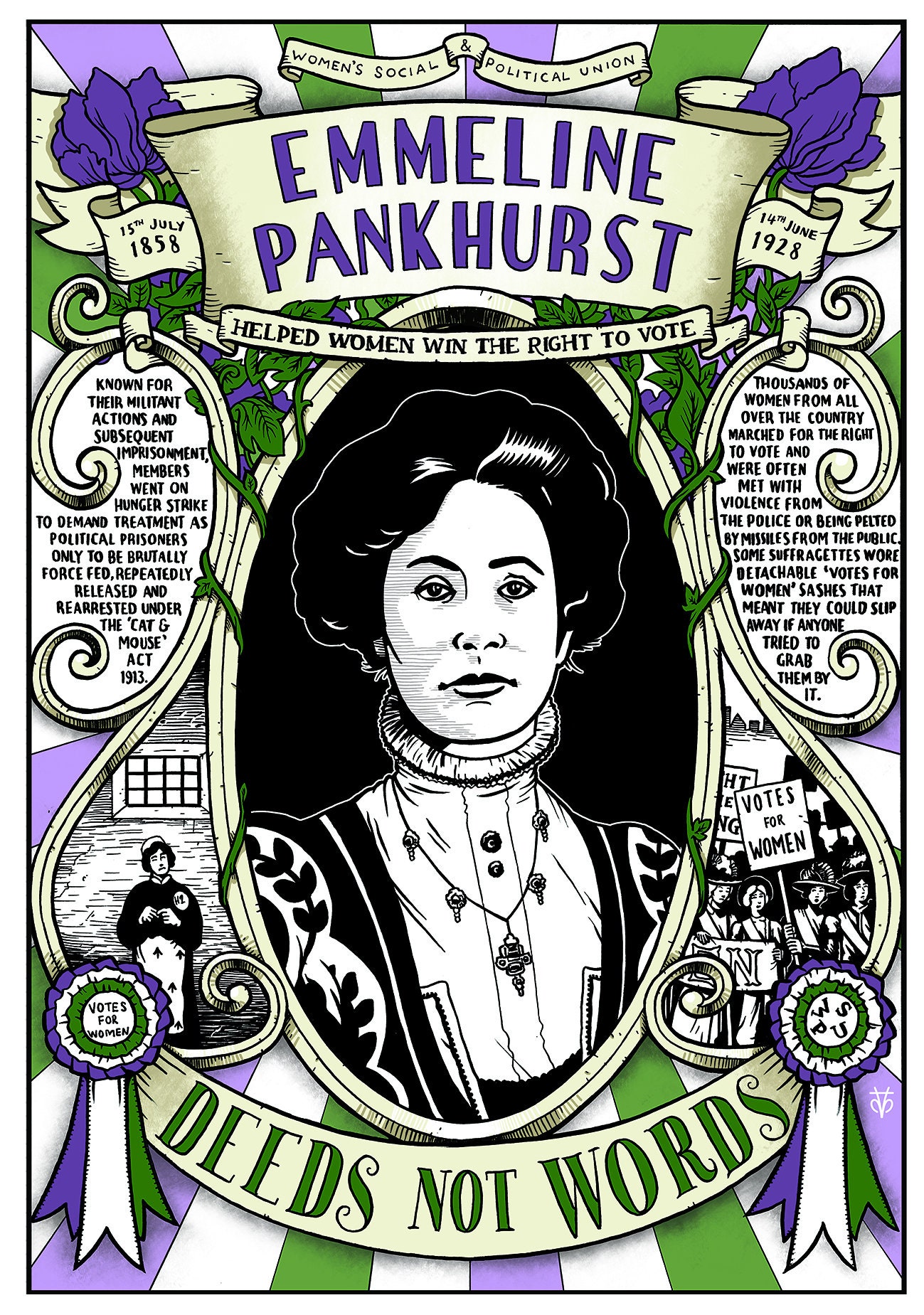 Impresión Emmeline Pankhurst Suffragette A3 - Etsy México