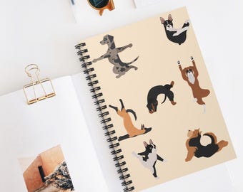 Funny Dogs Doing Yoga Spiral Notebook – Dog Lover Gift
