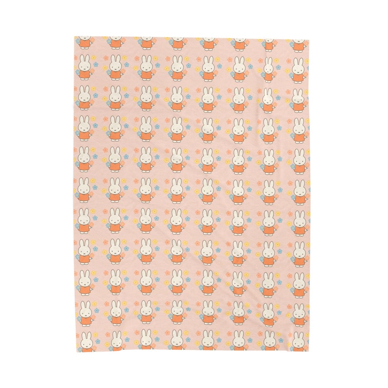 Velveteen Plush Blanket, Miffy-style Bunny, Soft Colors, Cozy Throw, Nursery Decor, Kids Gift image 5