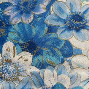 Benartex Metallic Impressions Blue Floral Fabric – Gold Accents – 100% Cotton Quilting Fabric
