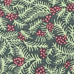 PineTree fabric Christmas fabric WinterJoy Fir Sprigs fabric by Hannah West 100% Cotton Quilting Fabric