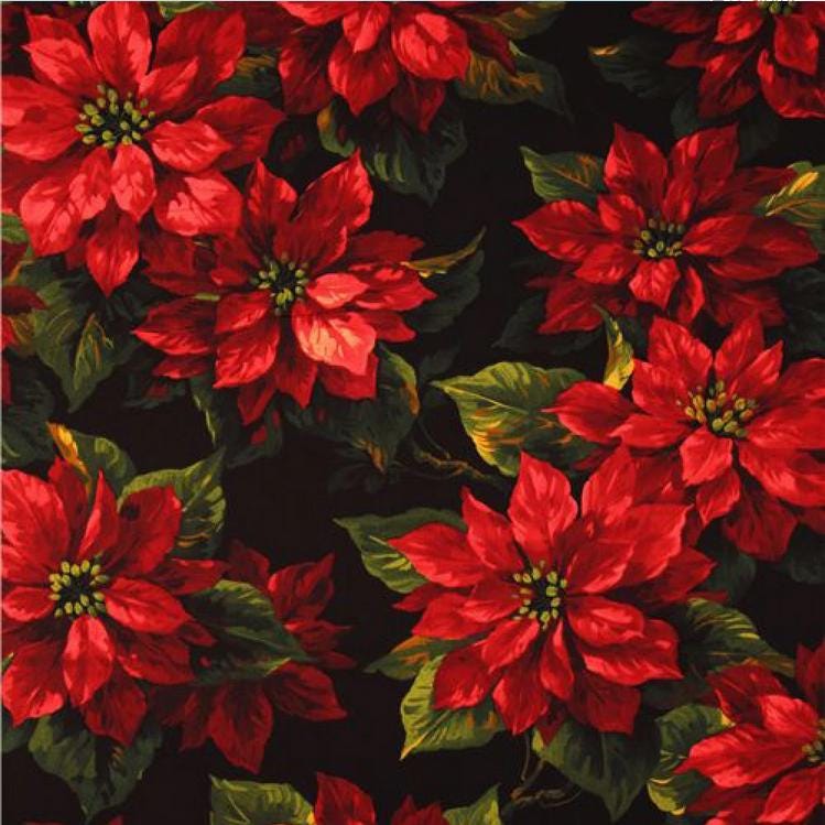 Tissu Michael Miller rouge-noir, poinsettia, couleur spectaculaire