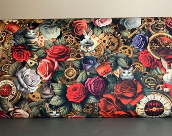 Alice in Wonderland Steampunk Roses Cotton Fabric – Whimsical Storybook Print, Timeless Treasures Quilting