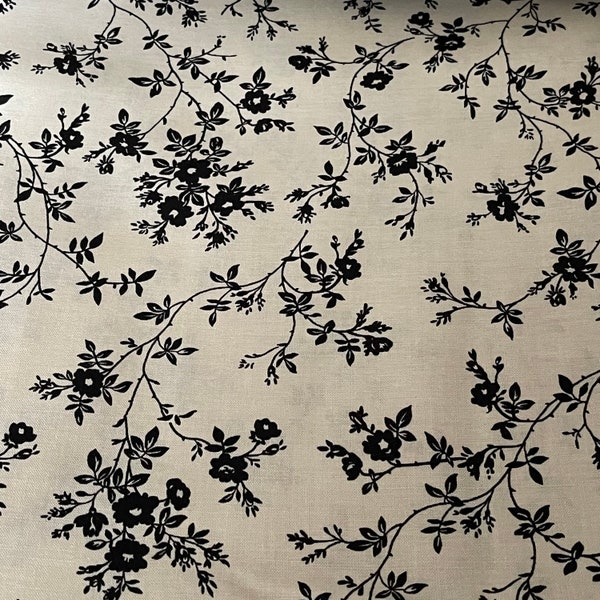 Fabric cream black vine floral Nightfall Maywood studio