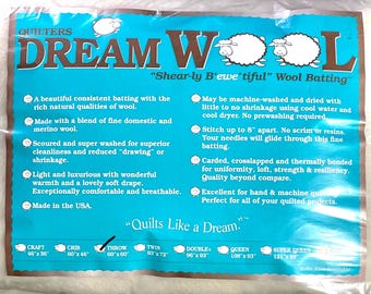 Wool Quilt Batting Super Queen 121 x 93 | Quilters Dream Wool | Lightweight Lofty Warm Batting