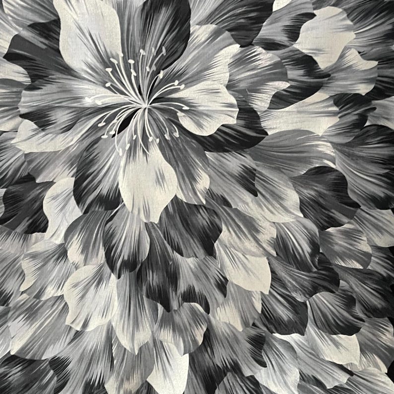 Black White Fabric Panel Large Scale Flower Kanvas Studio Midnight black-white-fabric-panel-large-scale-flower-kanvas-studio-midnight