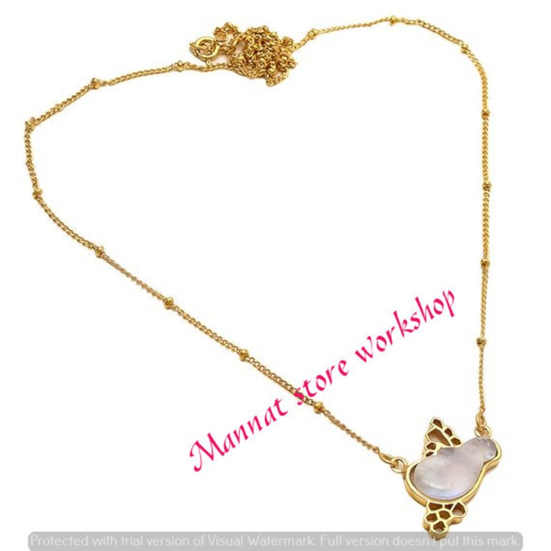 Necklace Rainbow Moonstone necklace Gemstone long chain 18k gold plated