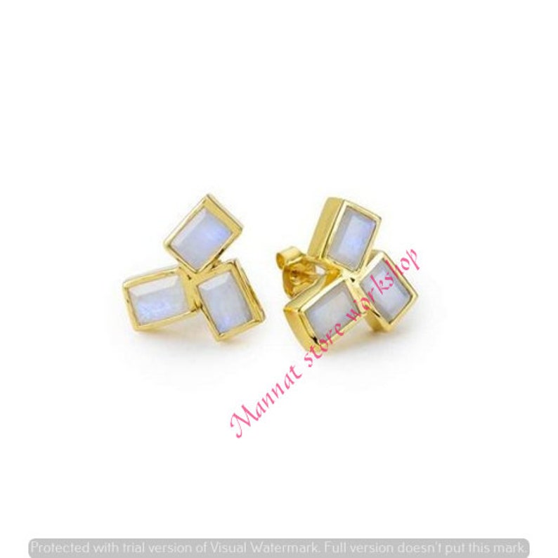 Earring Rainbow Moonstone Gemstone Earring Handmade Earrings