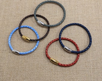 Genuine braided leather bracelets in various colors