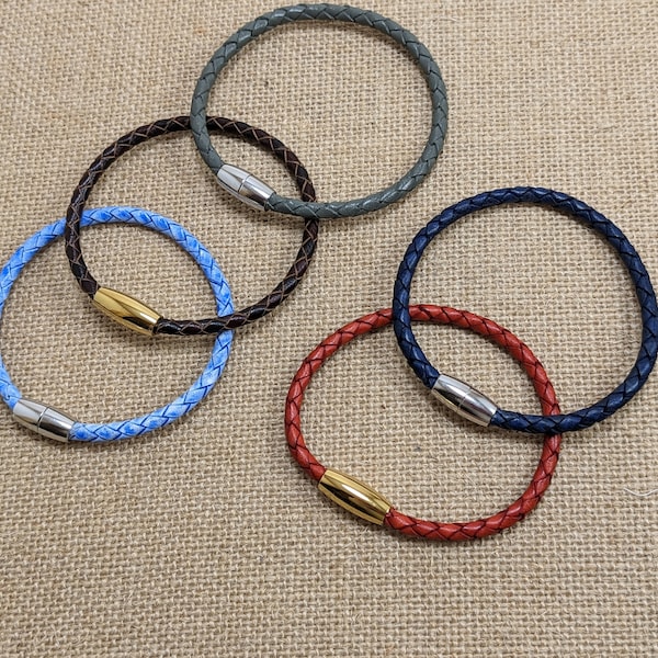 Genuine braided leather bracelets in various colors