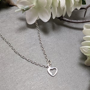 Dainty silver heart necklace,gift for birthday,valentine's or just because