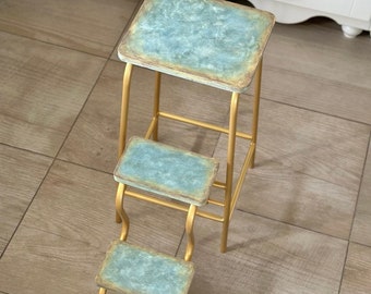 Adult step ladder for kitchen. Folding 3 step stool. Library ladder. Wooden bar stools. Bathroom chair. Convertible furniture. Gift for her