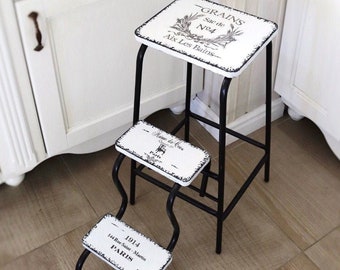 Step stool adult. Step ladder. Library steps. Bar stools. Kitchen island. Shabby chic stool. Mothers day gift. Folding step stool. Chair.