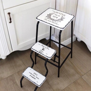 Step stool adult. Step ladder. Library steps. Bar stools. Kitchen island. Shabby chic stool. Mothers day gift. Folding step stool. Chair.