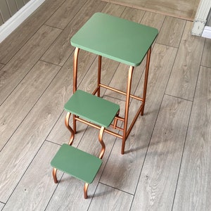 Stepladder sage green, Step stool, Folding step ladder, Pale green library ladder, Step ladder adult, Vintage ladder, Library steps.