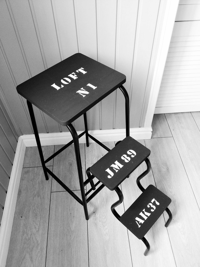 Kitchen Island Plant Stand Blanket Ladder Bed side table Step stool adult Bar Stool Farmhouse Ladder Industrial Stool Step ladder